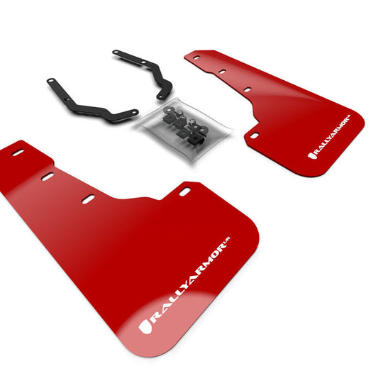 Rally Armor UR Mudflaps Lift / AT Front Only Red Urethane White Logo - 2018-2021 Subaru Crosstrek