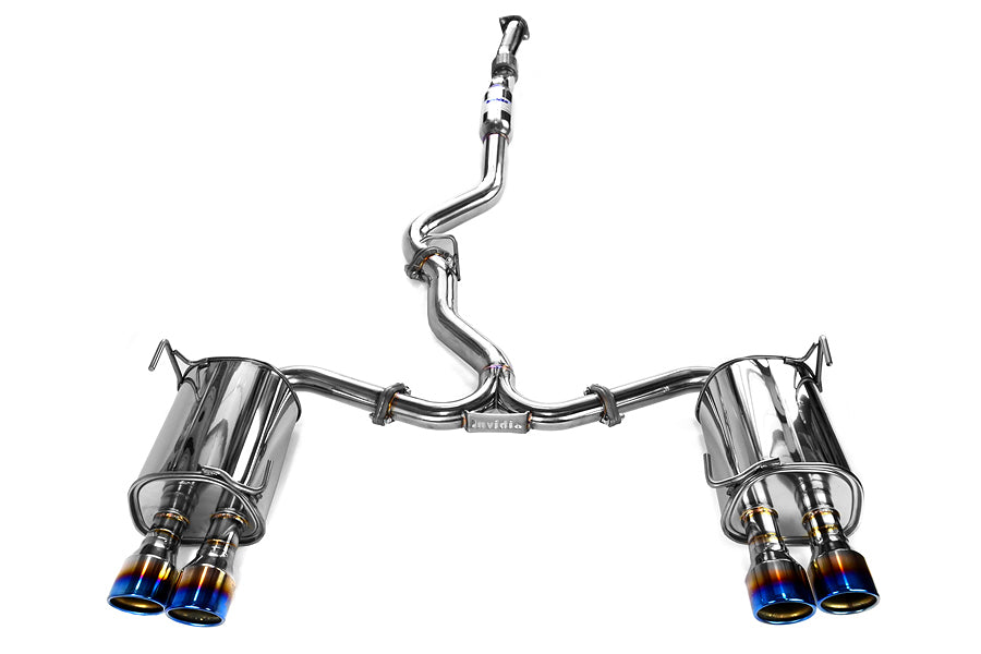 Invidia Q300 Quad Tip Cat Back Exhaust - Titanium Burnt Tips - 2011-2014 Subaru WRX/STI Sedan