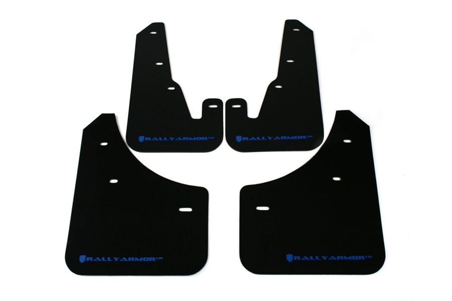 Rally Armor UR Mudflaps Black Urethane Blue Logo - 2004-2009 Mazda 3 (inc. 2007-2009 MazdaSpeed3)