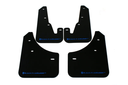 Rally Armor UR Mudflaps Black Urethane Blue Logo - 2004-2009 Mazda 3 (inc. 2007-2009 MazdaSpeed3)