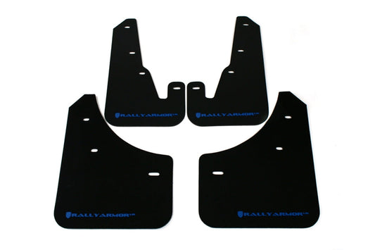 Rally Armor UR Mudflaps Black Urethane Blue Logo - 2004-2009 Mazda 3 (inc. 2007-2009 MazdaSpeed3)