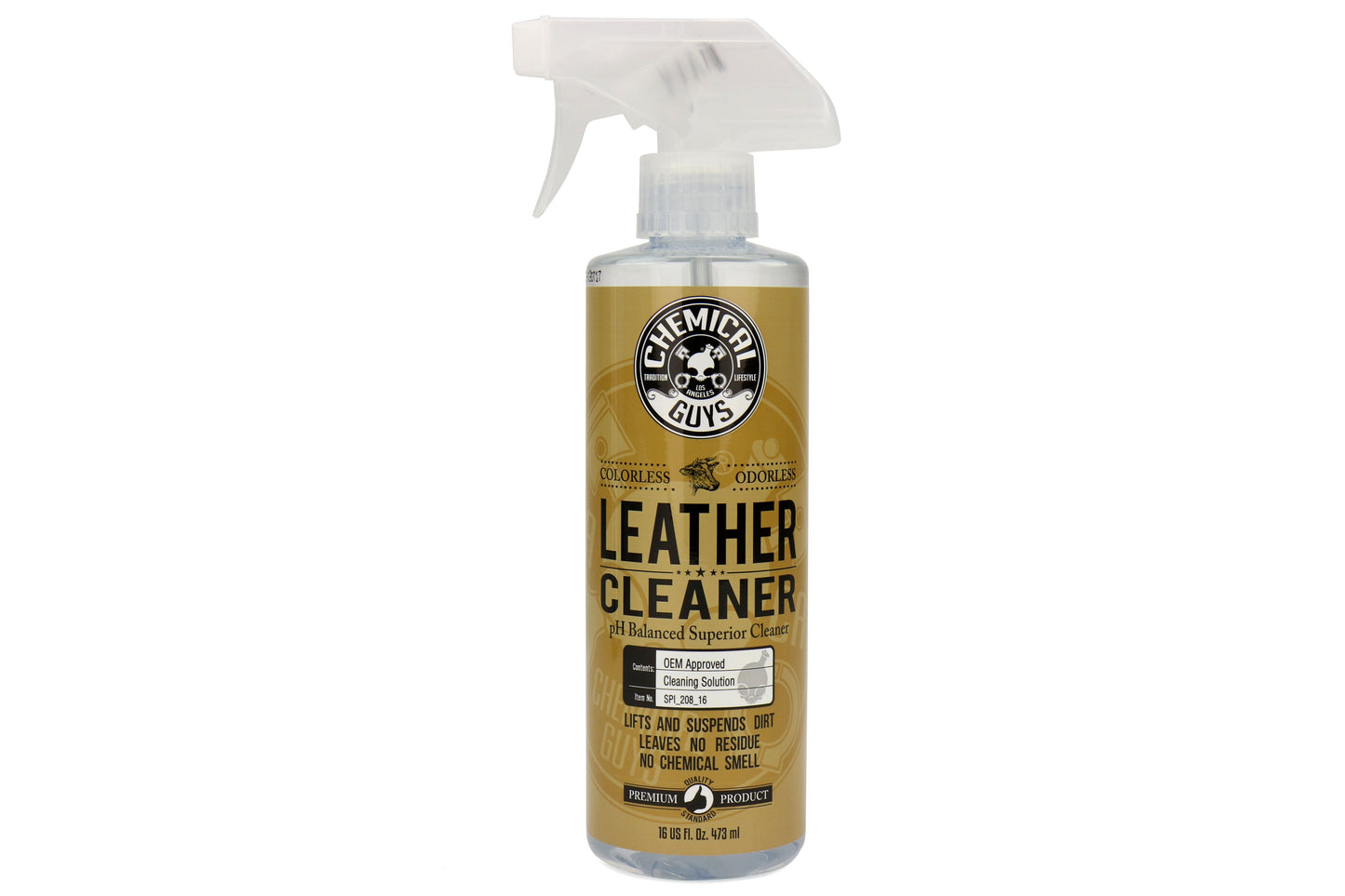 Chemical Guys Leather Cleaner OEM Approved Colorless Odorless Leather Cleaner (16 oz) - Universal