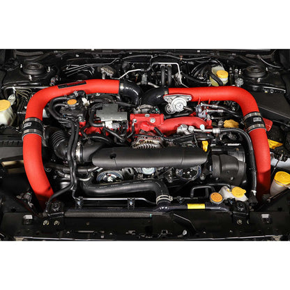 GrimmSpeed Front Mount Intercooler Kit Silver Core w/ Red Piping - 2015-2021 Subaru STI