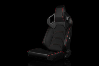 Braum Alpha X Series Sport Seats - Black & Red Stitching - Low Base Version - Universal
