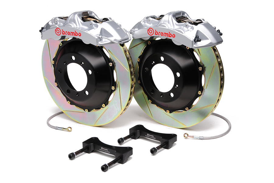 Brembo Gran Turismo 6 Piston Front Brake Kit Silver Slotted Rotors - 2008-2014 Subaru WRX / 2010-2011 Legacy 2.5i