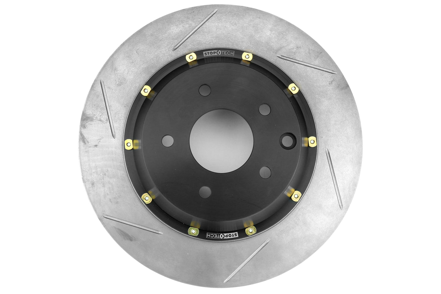 Stoptech 2-Piece Aerorotor and Hat 322x22 Rotor Slotted Pair Rear - 2003 2009 Nissan 350Z / Infiniti G35 (w/OEM Brembo)