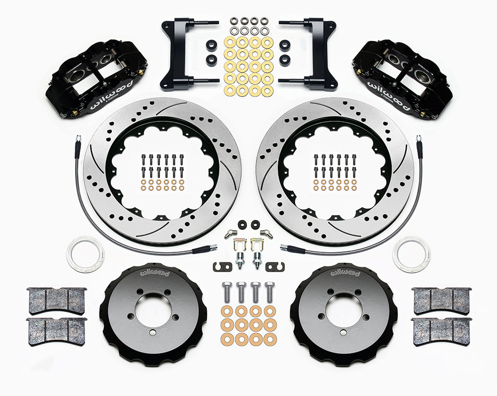 Wilwood FNSL6R 14in Front Kit Drilled / Slotted Black - 2002-2021 Subaru WRX / 2004-2021 STI / 2003-2006 Baja / 1998-2013 Forester / 1994-2014 Impreza / 1994-2009 Legacy / 2000-2009 Outback