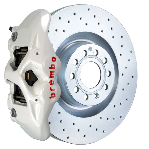 Brembo GT Systems Monobloc 4 Piston 345mm Cross Drilled White - Volkswagen Models (inc. 2006-2009 GTI)