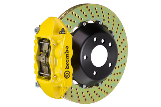 Brembo Gran Turismo Drilled Brake Kit 4 Piston 2-Piece Yellow Rear - 2013-2016 Scion FR-S / 2013-2020 Subaru BRZ / 2017-2019 Toyota 86