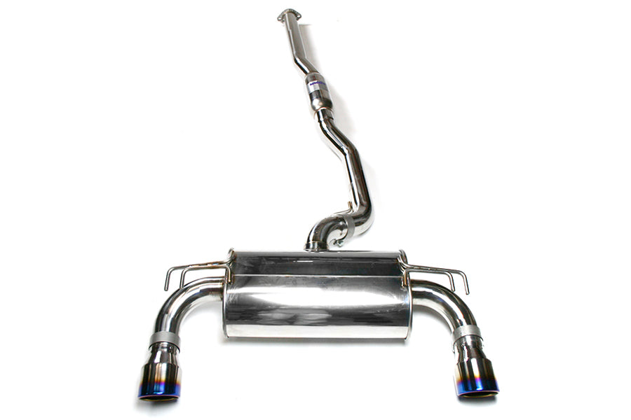 Invidia Q300 Dual Exit Cat Back Exhaust - Titanium Burnt Tips - 2008-2015 Mitsubishi Evo X