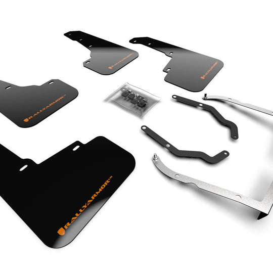 Rally Armor UR Mudflaps Lift / AT Black Urethane Orange Logo - 2018-2021 Subaru Crosstrek