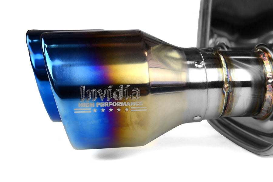 Invidia Q300 Quad Tip Cat Back Exhaust - Titanium Burnt Tips - 2011-2014 Subaru WRX/STI Sedan