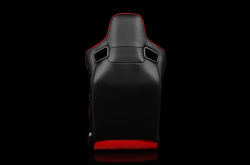 Braum Elite Series Sport Seats - Red Cloth (Black Stitching) Pair - Universal