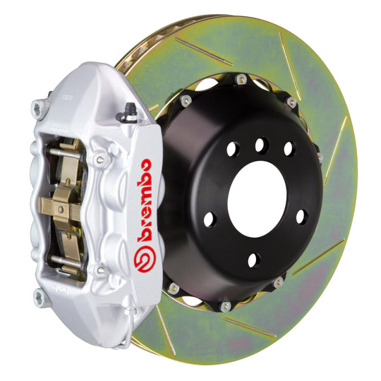Brembo Gran Turismo Slotted Brake Kit 4 Piston 2-Piece Silver Rear - 2008-2014 Subaru STI / 2010-2014 Legacy GT/3.6
