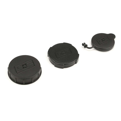 GrimmSpeed Engine Bay Reservoir Cap Set BLACK - 2002-2021 Subaru WRX/STI/FXT/OBXT/LGT