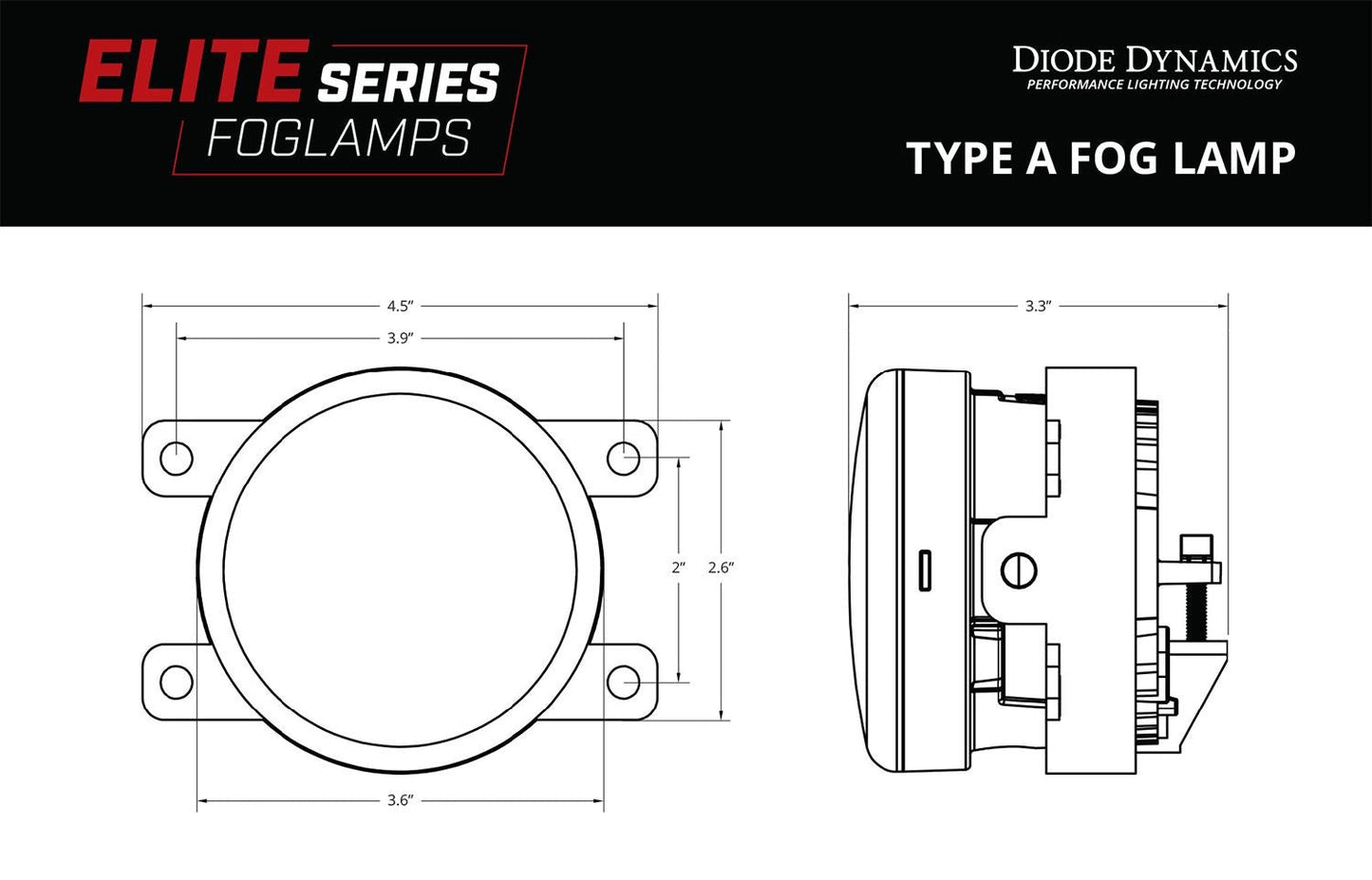 Diode Dynamics Elite Type Y Foglamp (Pair) -  White -  2022-2025 Subaru WRX / 2017-2020 Subaru BRZ