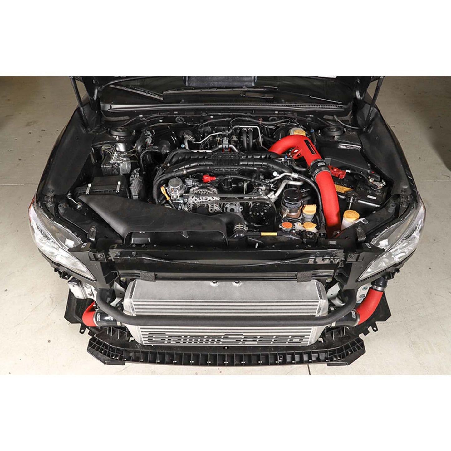 GrimmSpeed Front Mount Intercooler Kit Silver Core w/ Red Piping - 2015-2021 Subaru WRX