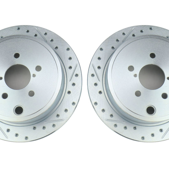 Stoptech C-Tek Sport Drilled and Slotted Rear Rotor Pair - Subaru Models (inc. 2008-2014 WRX)
