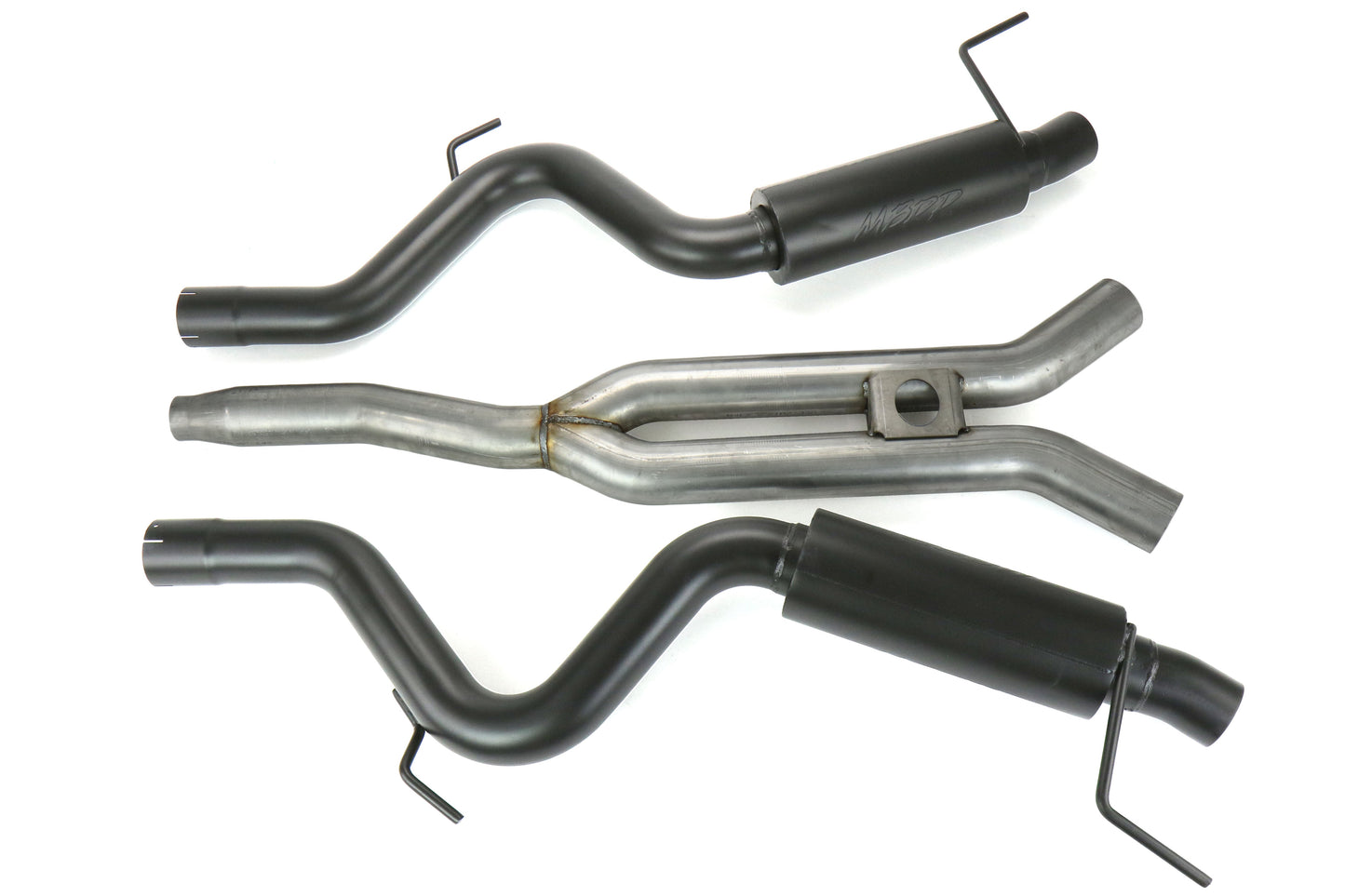 MBRP Dual Split Rear Race Version 3in Cat Back Exhaust Black - 2015-2017 Ford Mustang EcoBoost