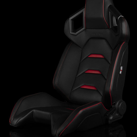 BRAUM ALPHA-X Series Sport Seats - Black / Red - Universal