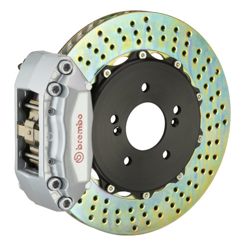Brembo GT System 4 Piston Front Brake Kit Silver Drilled Rotors - Volkswagen Models (inc. 2000-2005 GTI)