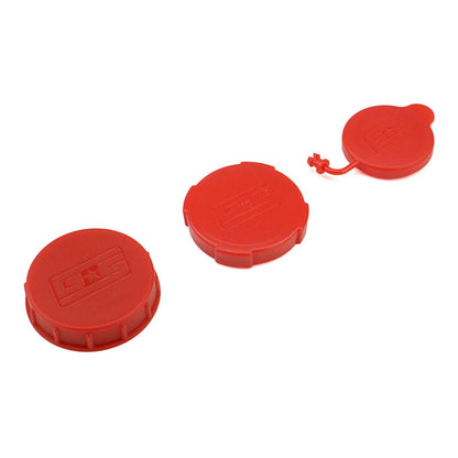 GrimmSpeed Engine Bay Reservoir Cap Set RED - 2002-2021 Subaru WRX/STI/FXT/OBXT/LGT