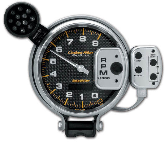Autometer Carbon Fiber Pedestal Tachometer Gauge W/ Super Lite 5in - Universal