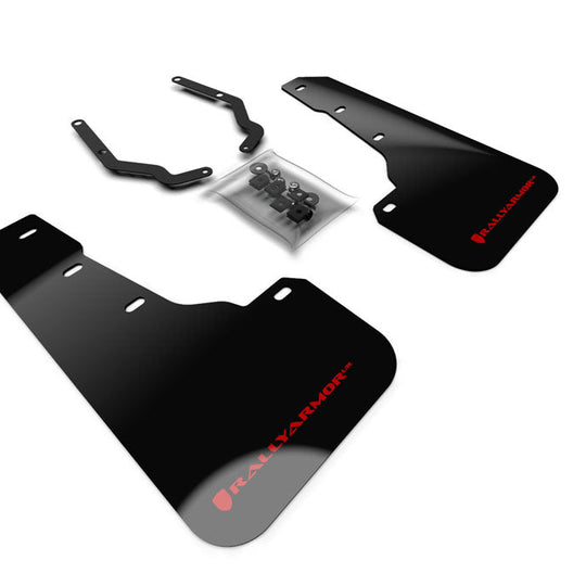 Rally Armor UR Mudflaps Lift / AT Front Only Black Urethane Red Logo - 2018-2021 Subaru Crosstrek