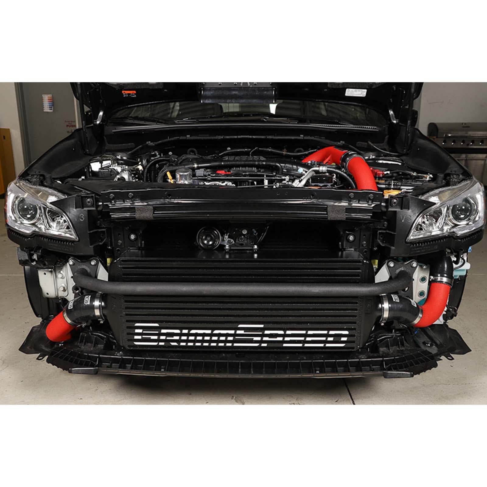 GrimmSpeed Front Mount Intercooler Kit Black Core w/ Red Piping - 2015-2021 Subaru WRX
