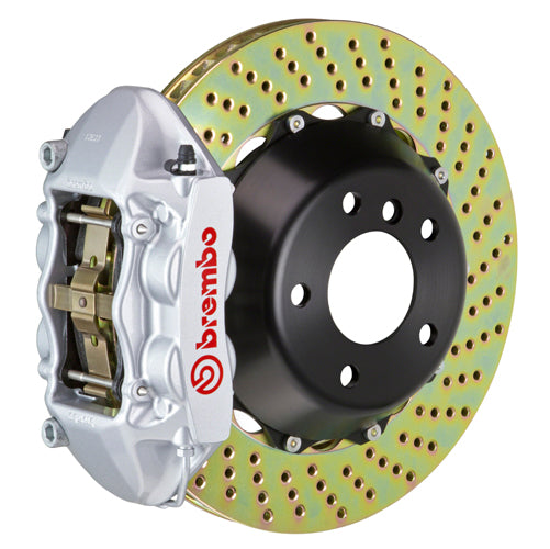 Brembo GT System 4 Piston Front Brake Kit Silver Drilled Rotors - Volkswagen Models (inc. 2006-2014 GTI)