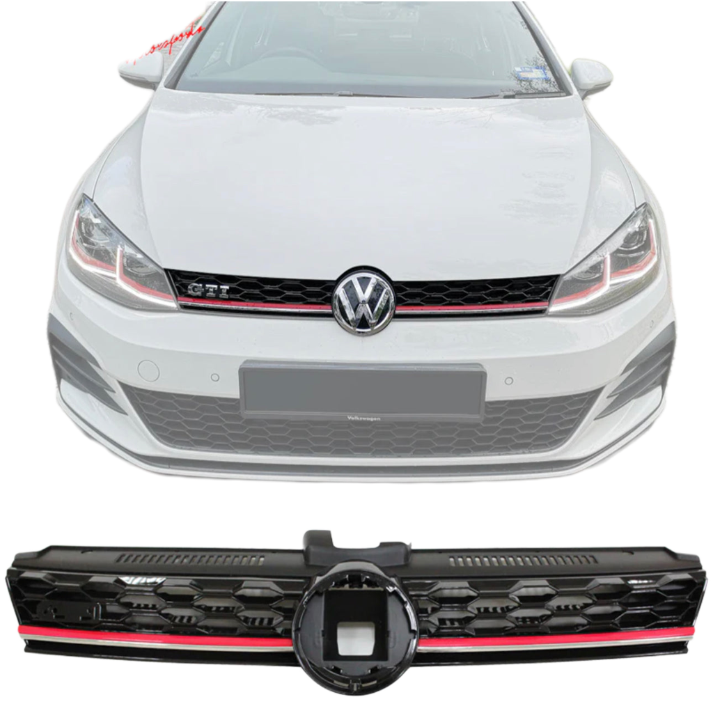 2017-2019 Volkswagen Golf MK7 7.5 GTI Style Red Trim Front Bumper Grille ABS