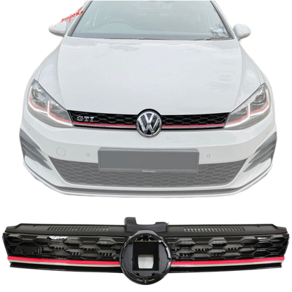 2017-2019 Volkswagen Golf MK7 7.5 GTI Style Red Trim Front Bumper Grille ABS