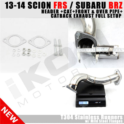 For 13-20 Scion FRS/BRZ/Toyota 86 Header Catback Exhaust Dual 4.5 Tips