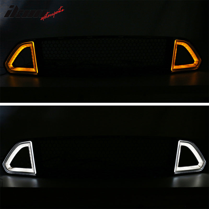 2015-2017 Ford Mustang Front Upper Grille W/White DRL Yellow Signal