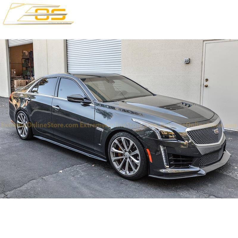 2016-PRESENT EOS CADILLAC CTS-V CARBON FIBER FRONT SPLITTER & SIDE SKIRTS ROCKERST