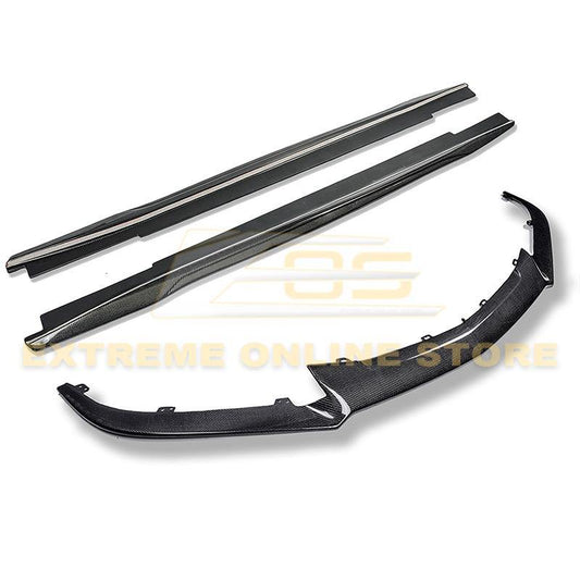 2016-19 Cadillac CTS-V Carbon Fiber Front Splitter Wheel Arch& Side Skirts Rockerst