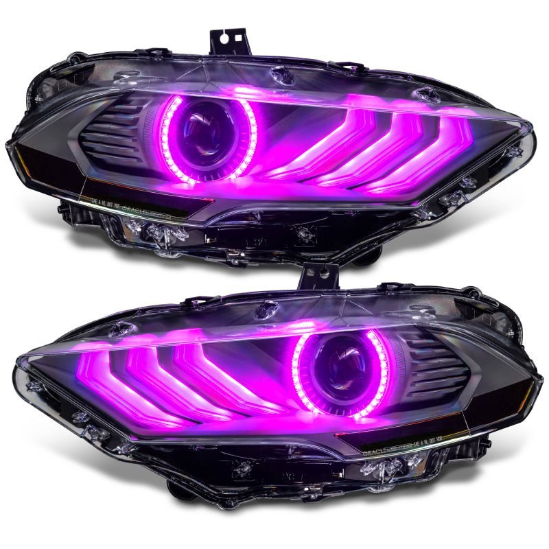 Oracle Lighting 18 - 23 Ford Mustang Dynamic ColorSHIFT LED Headlights - Black Series SEE WARRANTY - 4thto5thAutomotive