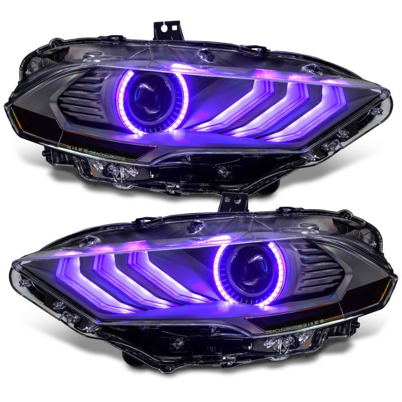 Oracle Lighting 18 - 23 Ford Mustang Dynamic ColorSHIFT LED Headlights - Black Series SEE WARRANTY - 4thto5thAutomotive
