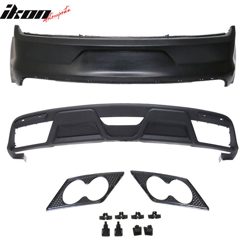 2015-2016 Ford Mustang GT350 Black Front Rear Bumper Conversion PP