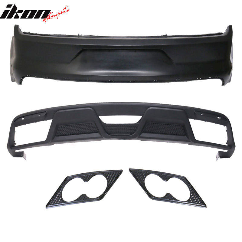 2015-2016 Ford Mustang GT350 Black Rear Bumper Kit With Diffuser