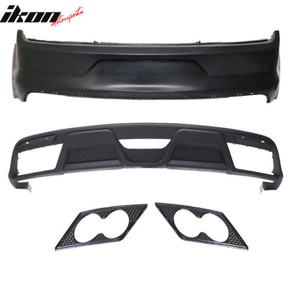 2015-2016 Ford Mustang GT350 Black Rear Bumper Kit With Diffuser