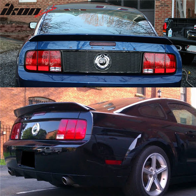 Fits 05-09 Ford Mustang Rear Window Louver + Trunk Spoiler Matte Black