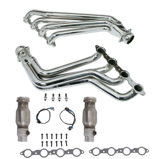 BBK 2010-15 Camaro LS3 L99 Long Tube Exhaust Headers With Converters - 1-3/4 Chrome